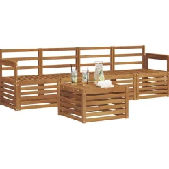 vidaXL Soffgrupper 5 pcs Naturfärg Massivt Akaciaträ