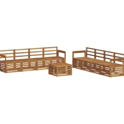 vidaXL Soffgrupper 9 pcs Naturfärg Massivt Akaciaträ