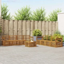 vidaXL Soffgrupper 9 pcs Naturfärg Massivt Akaciaträ