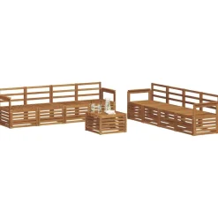 vidaXL Soffgrupper 9 pcs Naturfärg Massivt Akaciaträ