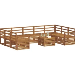 vidaXL Soffgrupper 10 pcs Naturfärg Massivt Akaciaträ
