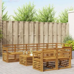 vidaXL Soffgrupper 9 pcs Naturfärg Massivt Akaciaträ