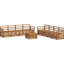 vidaXL Soffgrupper 9 pcs Naturfärg Massivt Akaciaträ