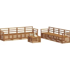 vidaXL Soffgrupper 9 pcs Naturfärg Massivt Akaciaträ