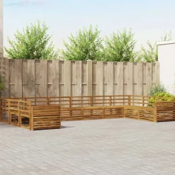 vidaXL Soffgrupper 10 pcs Naturfärg Massivt Akaciaträ