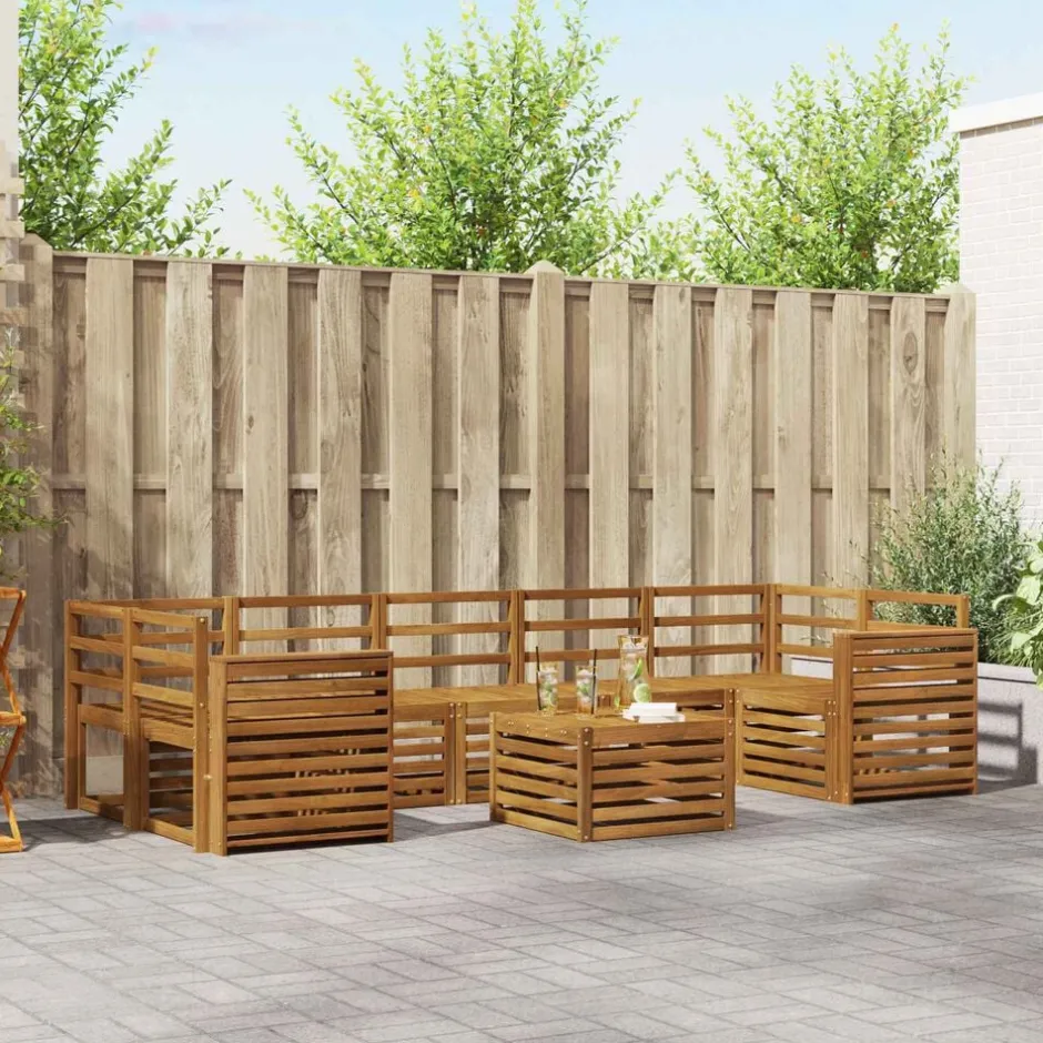 Discount vidaXL Soffgrupper 8 pcs Massivt Akaciaträ Naturfärg