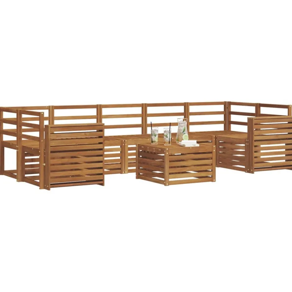 Discount vidaXL Soffgrupper 8 pcs Massivt Akaciaträ Naturfärg