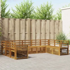 Clearance vidaXL Soffgrupper 9 pcs Massivt Akaciaträ Naturfärg