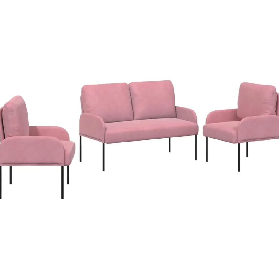 Hot vidaXL Soffgrupper med kudde 3 pcs 115 x 56 x 80 cm Plywood Rosa