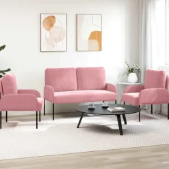 Hot vidaXL Soffgrupper med kudde 3 pcs 115 x 56 x 80 cm Plywood Rosa