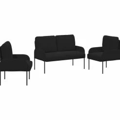 vidaXL Soffgrupper med kudde 3 pcs Svart 115 x 56 x 80 cm Plywood