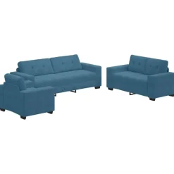 Best vidaXL Soffset 3 pcs 221 x 80 x 80 cm Sammet Blå