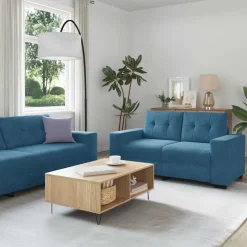 Best vidaXL Soffset 3 pcs 221 x 80 x 80 cm Sammet Blå