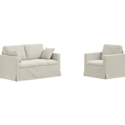 vidaXL Soffset 2 pcs Kräm 138 x 78 x 80 cm Sammet