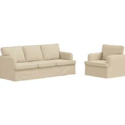 Outlet vidaXL Soffset 2 pcs 201 x 80 x 85 cm tyg Kräm