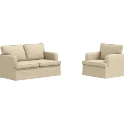 vidaXL Soffset 2 pcs Kräm 144 x 80 x 85 cm tyg