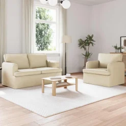 vidaXL Soffset 2 pcs Kräm 144 x 80 x 85 cm tyg