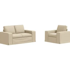 vidaXL Soffset 2 pcs Kräm 162 x 80 x 82 cm tyg
