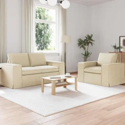 vidaXL Soffset 2 pcs Kräm 162 x 80 x 82 cm tyg