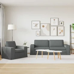 Clearance vidaXL Soffset 2 pcs 222 x 80 x 82 cm tyg Mörkgrå