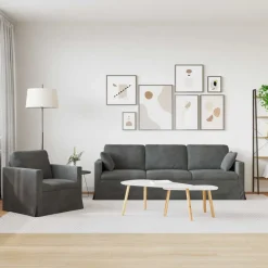 vidaXL Soffset 2 pcs 228 x 78 x 80 cm Sammet Mörkgrå