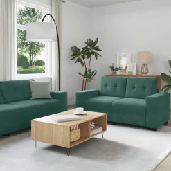 vidaXL Soffset 3 pcs Mörkgrön 221 x 80 x 80 cm Sammet
