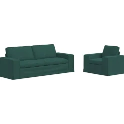vidaXL Soffset 2 pcs Mörkgrön 222 x 80 x 82 cm tyg