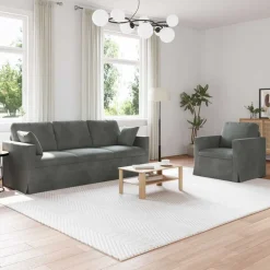 vidaXL Soffset 2 pcs Mörkgrå 198 x 78 x 80 cm Sammet