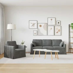 vidaXL Soffset 2 pcs Mörkgrå 198 x 78 x 80 cm Sammet