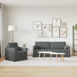 Outlet vidaXL Soffset 2 pcs 198 x 78 x 80 cm tyg Mörkgrå