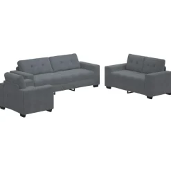 Best vidaXL Soffset 3 pcs 221 x 80 x 80 cm Sammet Mörkgrå