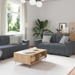 Best vidaXL Soffset 3 pcs 221 x 80 x 80 cm Sammet Mörkgrå