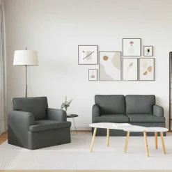 Clearance vidaXL Soffset 2 pcs 144 x 80 x 85 cm tyg Mörkgrå
