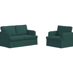 Sale vidaXL Soffset 2 pcs 144 x 80 x 85 cm tyg Mörkgrön