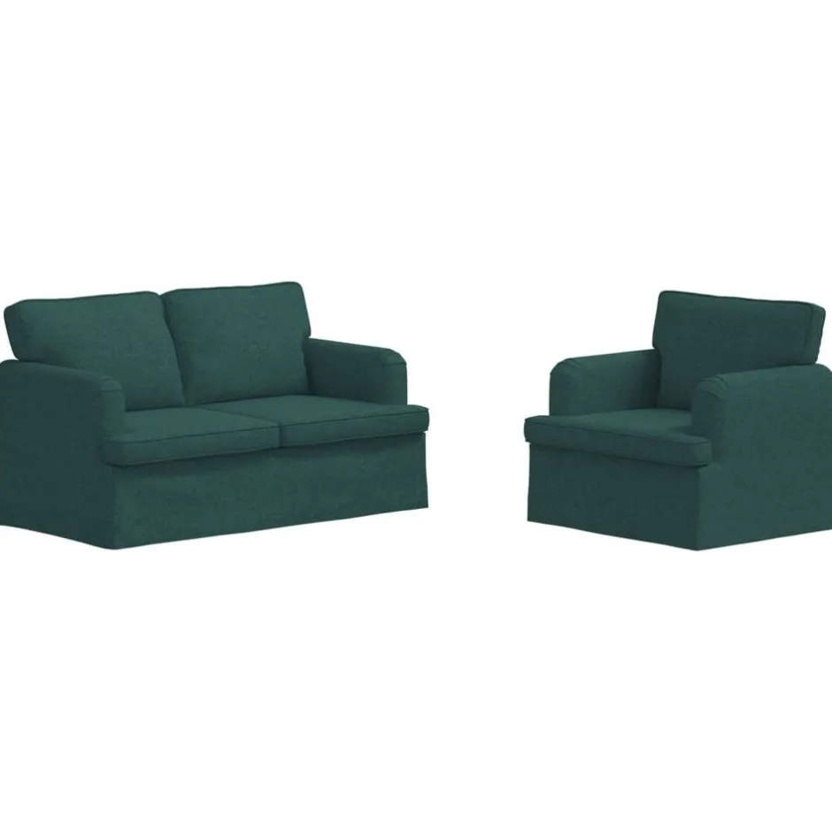 Sale vidaXL Soffset 2 pcs 144 x 80 x 85 cm tyg Mörkgrön