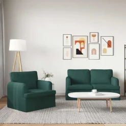 Sale vidaXL Soffset 2 pcs 144 x 80 x 85 cm tyg Mörkgrön