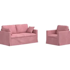 vidaXL Soffset 2 pcs Rosa 158 x 78 x 80 cm Sammet
