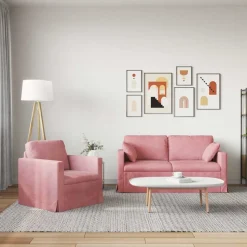 vidaXL Soffset 2 pcs Rosa 158 x 78 x 80 cm Sammet