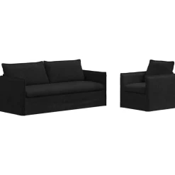 vidaXL Soffset 2 pcs Svart 196 x 82 x 85 cm Tyg