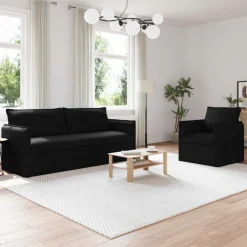 vidaXL Soffset 2 pcs Svart 196 x 82 x 85 cm Tyg