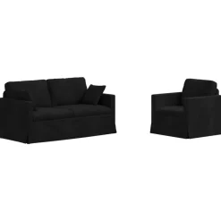 Hot vidaXL Soffset 2 pcs 158 x 78 x 80 cm Sammet Svart