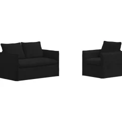 vidaXL Soffset 2 pcs Svart 136 x 82 x 85 cm Tyg