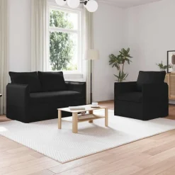vidaXL Soffset 2 pcs Svart 136 x 82 x 85 cm Tyg
