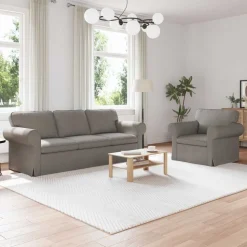 vidaXL Soffset 2 pcs Taupe 215 x 82 x 80 cm tyg