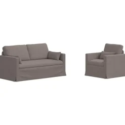 vidaXL Soffset 2 pcs Taupe 158 x 78 x 80 cm tyg
