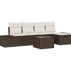 vidaXL Soffset med kudde 6 pcs konstrotting