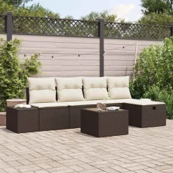 vidaXL Soffset med kudde 6 pcs konstrotting