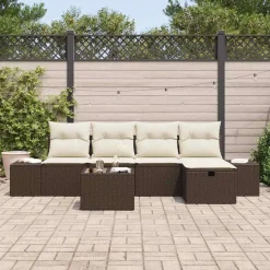 vidaXL Soffset med kudde 6 pcs konstrotting