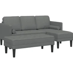 vidaXL Soffset med kudde 2 pcs Mörkgrå Polyester