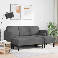 vidaXL Soffset med kudde 2 pcs Mörkgrå Polyester